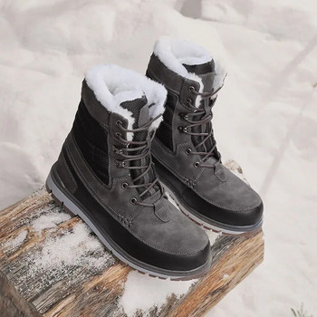 Зима 2024 Снежни ботуши Мъжки нови модни плюшени топлинни високи памучни обувки Външни арктически ретро студени празнични ежедневни обувки