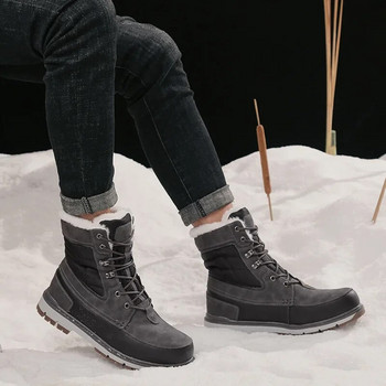Зима 2024 Снежни ботуши Мъжки нови модни плюшени топлинни високи памучни обувки Външни арктически ретро студени празнични ежедневни обувки