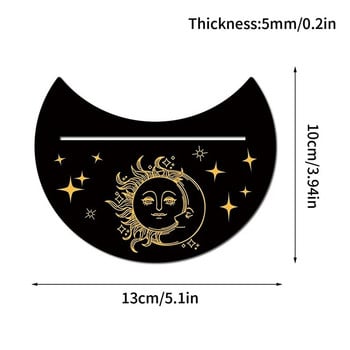 Дървена стойка за карти за Таро с форма на луна Правоъгълна карта Стойка за олтар Дървен дисплей за инструменти за гадаене на вещици Декор Wiccan Board