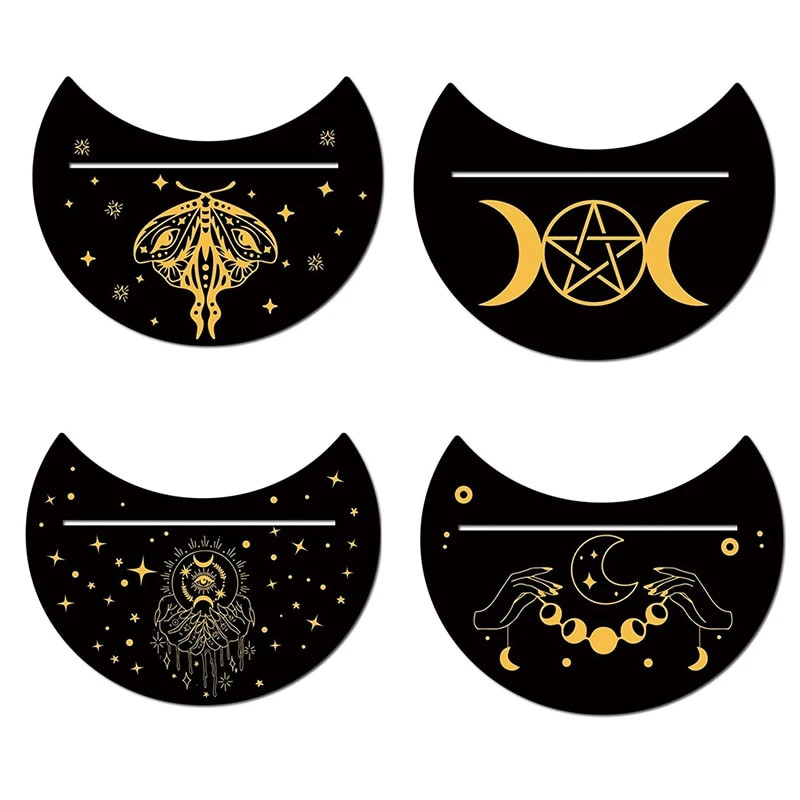 Drveni stalak za kartice za tarot pravokutni stalak za oltar u obliku mjeseca, drveni zaslon za alate za proricanje vještica Dekoracija Wiccan ploče