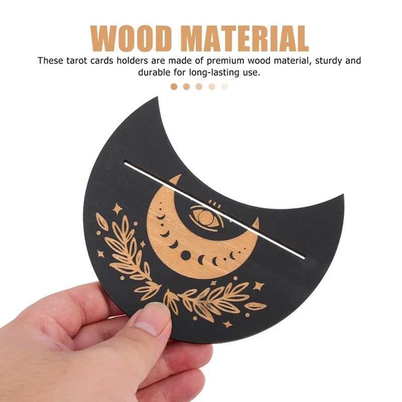 Drveni stalak za kartice za tarot pravokutni stalak za oltar u obliku mjeseca, drveni zaslon za alate za proricanje vještica Dekoracija Wiccan ploče
