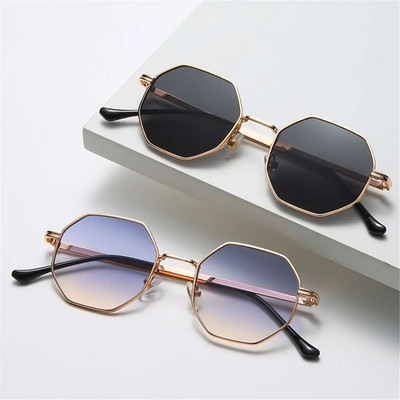 Polygon Sun Glasses Metal Sunglasses Small Frame Square Sunglasses for Men Women UV Protection Shades Eyewear Fashion Accessory