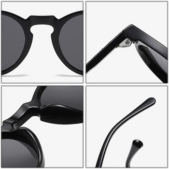 SO&EI Ретро кръгли поляризирани слънчеви очила Дамски модни нитове Декоративни нюанси UV400 Мъжки пънк тъмнозелени слънчеви очила