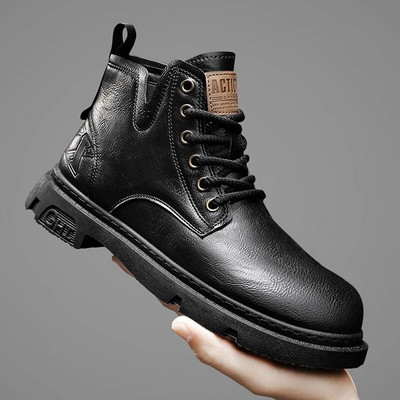 Britu stila vīriešu īsie zābaki 2024. gada jauni rudens ziemas modes retro motociklistu zābaki āra ielas tendences ikdienas apavi Neslīdoši