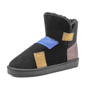 Мъжки дамски ботуши за сняг в стил просяк Зима 2024 г. Нови кадифени топли домашни памучни обувки Модни за двойка удобни плоски ежедневни обувки