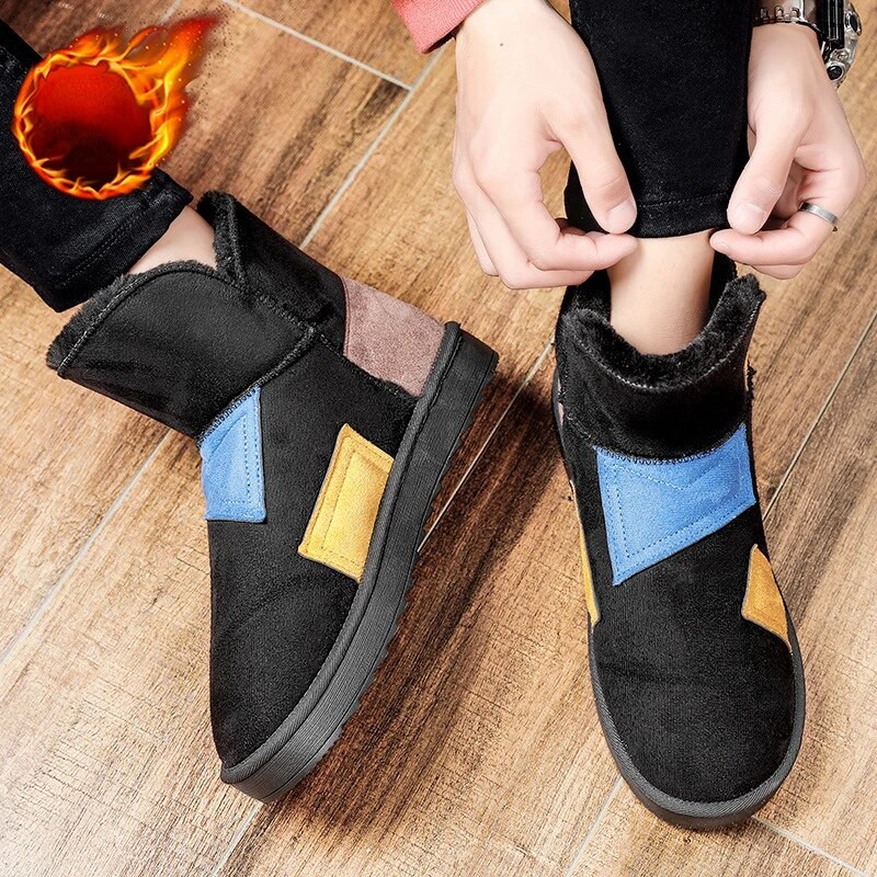 Ανδρικές γυναικείες μπότες χιονιού σε στυλ Beggar Χειμώνας 2024 Νέα βελούδινα ζεστά βαμβακερά παπούτσια για ζευγάρια άνετα Flat casual παπούτσια