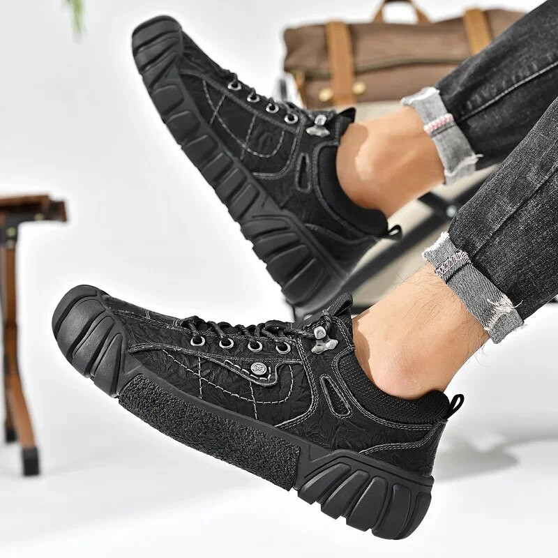 Pantofi de alpinism pentru bărbați, noi 2024, în stil britanic, în aer liber, anti-alunecare, confortabile, talpă groasă, pantofi sport casual, vacanță de călătorie