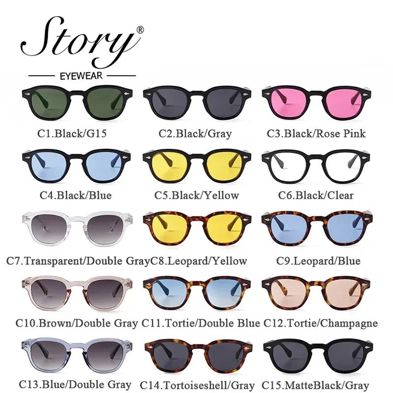 STORY Vintage Rivet bruņurupuču apvalka apaļas saulesbrilles sievietēm vīriešiem 2022 zīmola dizains Retro dzeltenzilas lēcas kvadrātveida saulesbrilles S22728