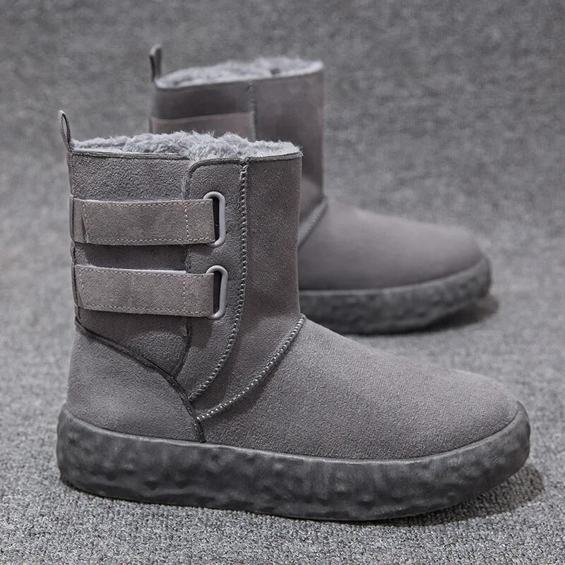 Vyriški juodi korėjietiškos medvilnės batai Nauji žieminiai pliušiniai izoliaciniai batai su aukšta viršūne sniego batai, atsparūs šalčiui, atsparūs dilimui, plokščiapadžiai laisvalaikio batai