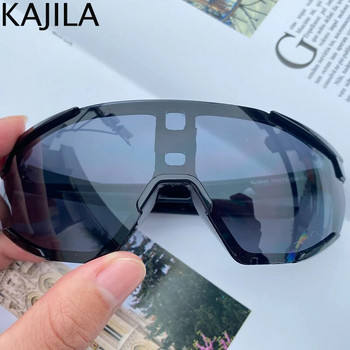 Спортни слънчеви очила без рамки Дамски 2023 г. Нови модерни модни правоъгълни слънчеви очила с ветроустойчив щит за мъже Очила за планинска езда на открито