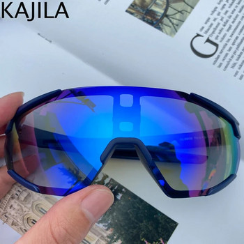 Спортни слънчеви очила без рамки Дамски 2023 г. Нови модерни модни правоъгълни слънчеви очила с ветроустойчив щит за мъже Очила за планинска езда на открито