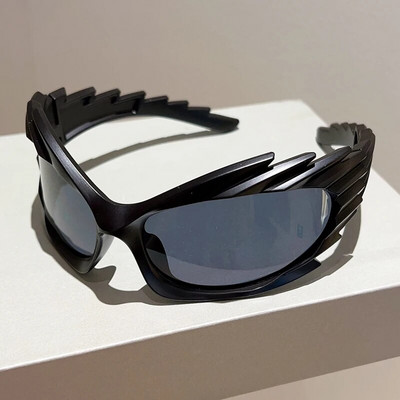 KAMMPT Y2k Wrap Round Goggle Men Women Fashion New Hedgehog Mirror Sports Sunglasses Eyewear Trendy Brand Design Cycling Shades