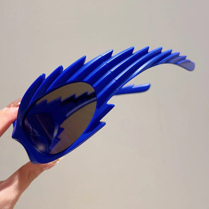 KAMMPT Y2k Wrap Round Goggle Men Women Fashion New Hedgehog Mirror Sports Sunglasses Eyewear Trendy Brand Design Cycling Shades