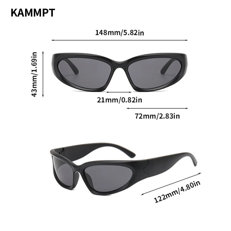 KAMMPT Y2k saulesbrilles vīriešiem sievietēm 2022. gada modes vintage spoguļbrilles zīmola dizains Steampunk UV400 saulesbrilles