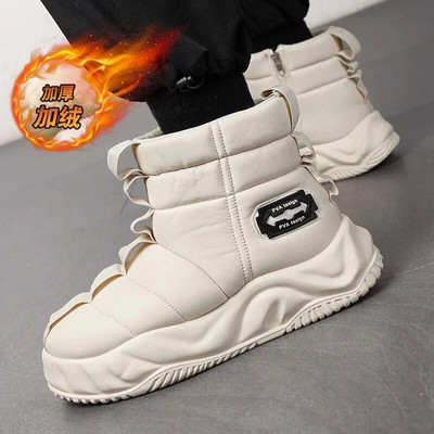 Ziemas silti sniega zābaki 2024. gada modes vīriešu plīša, silti, ērti, neslīdoši, bieza zole, kokvilnas apavi āra brīvdienu ikdienas apavi