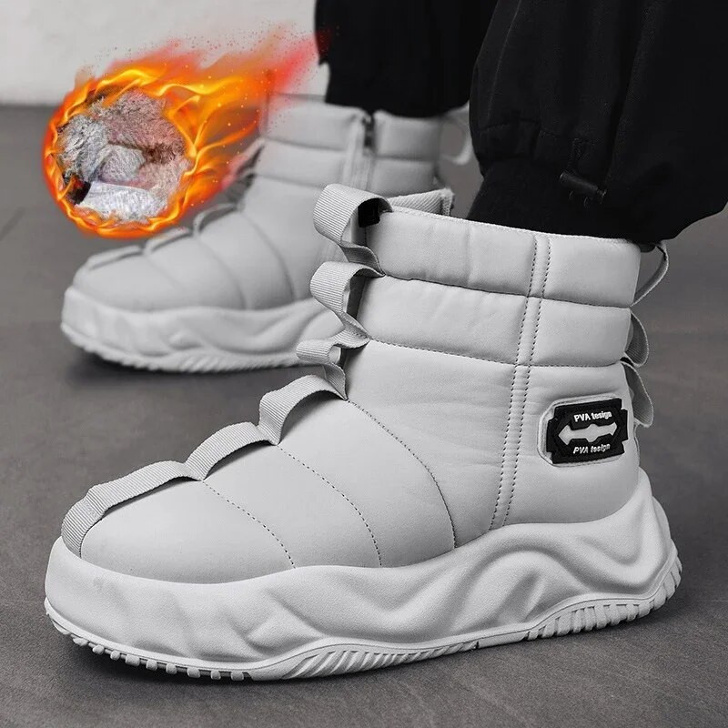 Ziemas silti sniega zābaki 2024. gada modes vīriešu plīša, silti, ērti, neslīdoši, bieza zole, kokvilnas apavi āra brīvdienu ikdienas apavi