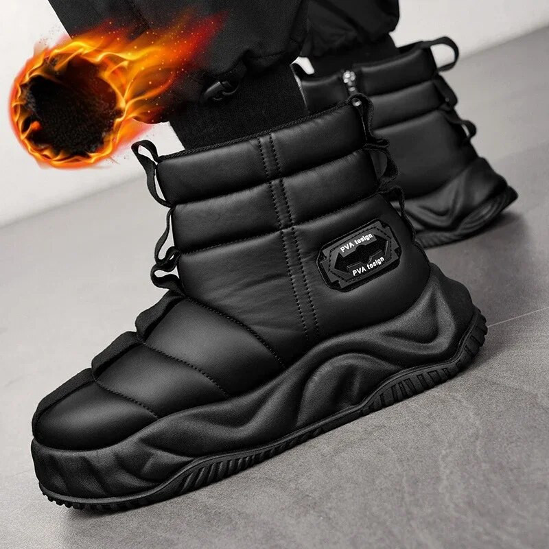 Ziemas silti sniega zābaki 2024. gada modes vīriešu plīša, silti, ērti, neslīdoši, bieza zole, kokvilnas apavi āra brīvdienu ikdienas apavi