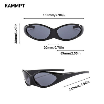 KAMMPT Y2k Goggle Sunglasses 2022 Fashion Vintage Steampunk Men Eyewear Trendy Brand Design UV400 Сенници за слънчеви очила за жени