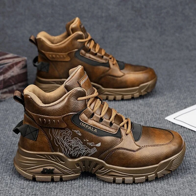 Vīriešu augstas augšdaļas retro sporta apavi 2024. g. Jauni modes apavi ar biezu zoli ar augstu slīdēšanu ar augstumu