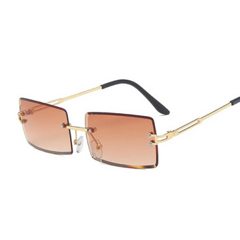 Квадратни слънчеви очила без рамки Дамски дизайнерски градиентни огледални слънчеви очила Метални крака Малка рамка Правоъгълник Oculos De Sol