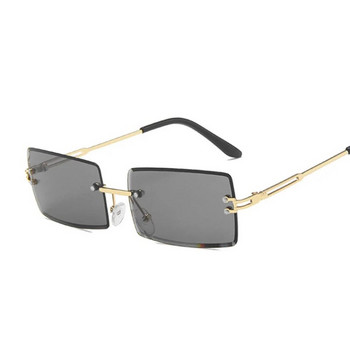 Квадратни слънчеви очила без рамки Дамски дизайнерски градиентни огледални слънчеви очила Метални крака Малка рамка Правоъгълник Oculos De Sol