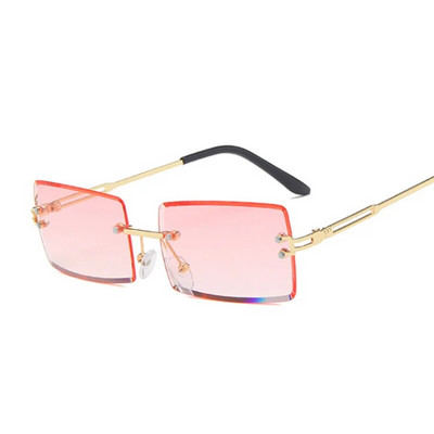 Četvrtaste sunčane naočale bez okvira Ženska dizajnerska marka Sunčane naočale s gradijentnim zrcalom Metalne noge Mali okvir Pravokutnik Oculos De Sol