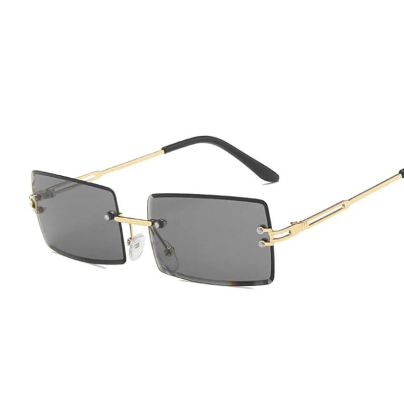 Četvrtaste sunčane naočale bez okvira Ženska dizajnerska marka Sunčane naočale s gradijentnim zrcalom Metalne noge Mali okvir Pravokutnik Oculos De Sol