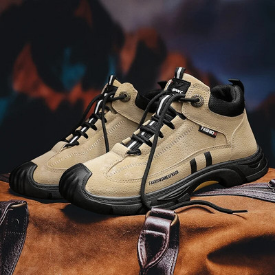 2024 Есенно-зимни обувки Мъжки модни дебели подметки Ежедневни работни ботуши Trend Outdoor Anti-slip Street Спортни обувки за сняг и планинарство