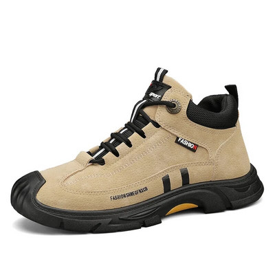 2024 Pantofi de toamnă iarnă pentru bărbați, la modă, cu talpă groasă, cizme de lucru ocazionale, în aer liber, anti-alunecare, pantofi sport pentru alpinism de stradă.