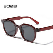 SO&EI Модни квадратни дамски слънчеви очила Vintage Glasses Frame Trending Clear Tea Beige Eyewear Men Shades UV400 Sun Glasses