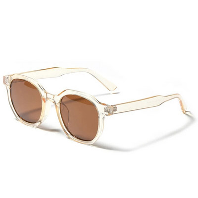 SO&EI Модни квадратни дамски слънчеви очила Vintage Glasses Frame Trending Clear Tea Beige Eyewear Men Shades UV400 Sun Glasses