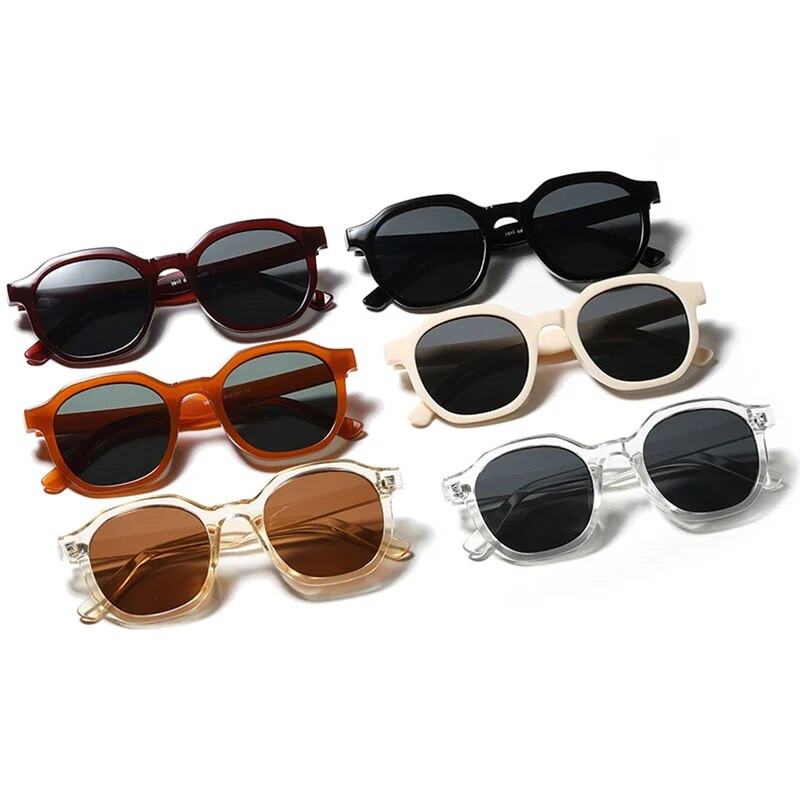 SO&EI Модни квадратни дамски слънчеви очила Vintage Glasses Frame Trending Clear Tea Beige Eyewear Men Shades UV400 Sun Glasses