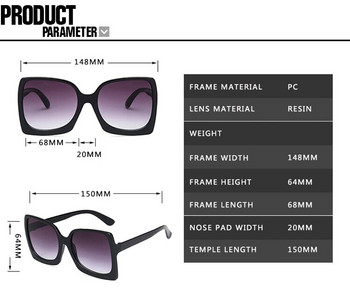 2023 Модни големи слънчеви очила с голяма рамка Дамски маркови дизайнерски пластмасови дамски градиентни слънчеви очила gafas de sol mujer UV400
