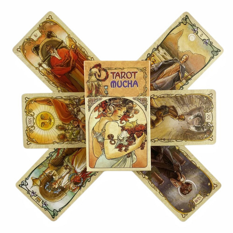 Tarot Mucha Cards 78 Oracle English Visions Divination Edition Borad spēļu spēles