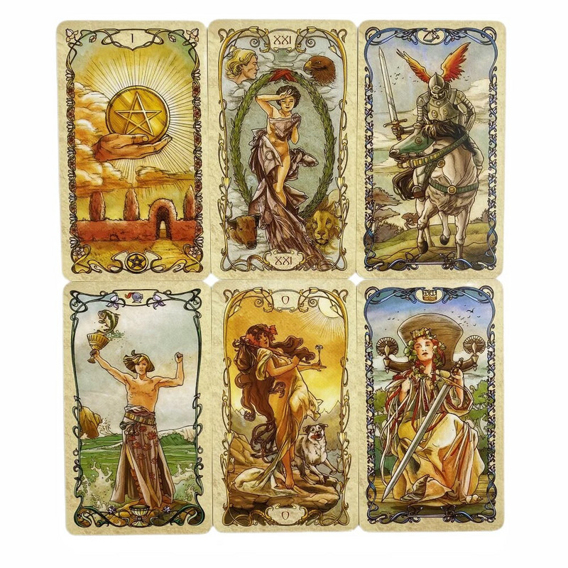 Tarot Mucha Cards 78 Oracle English Visions Divination Edition Borad spēļu spēles