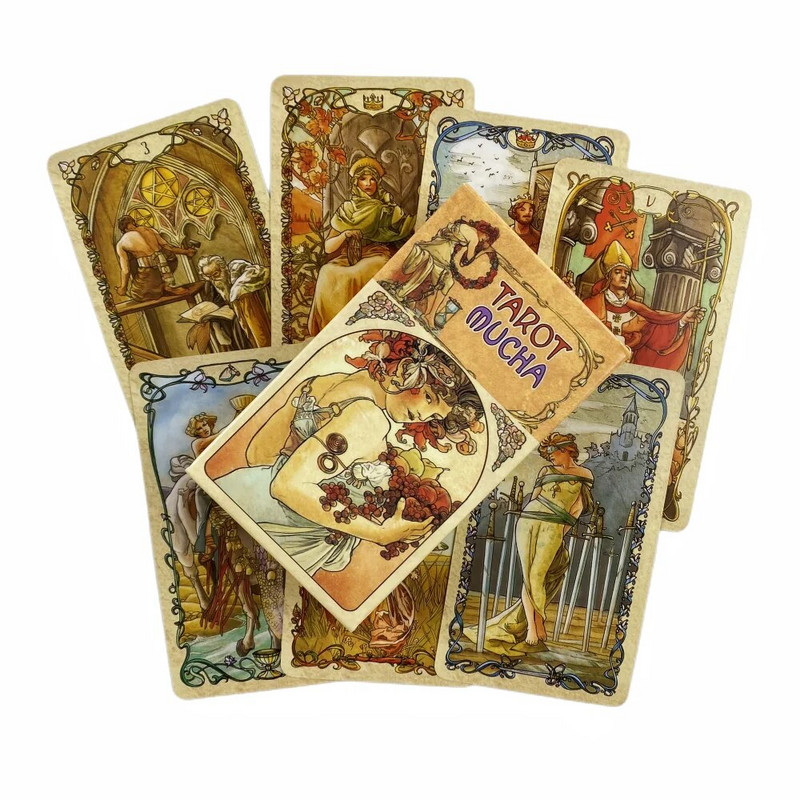 Tarot Mucha Cards 78 Oracle English Visions Divination Edition Borad spēļu spēles