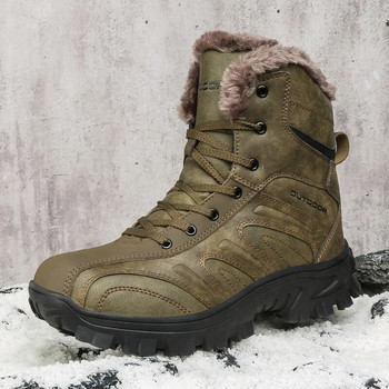 Алпинистки обувки Мъжки нови спортни обувки за планинарство за свободното време на открито Зимни високи плюшени топли памучни обувки Нехлъзгащи се пътуващи
