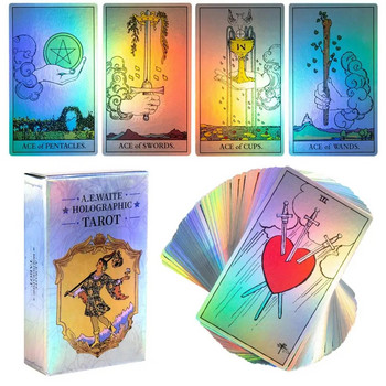 Waite Holographic Tarot Rainbow Cards Deck Flash Card Fortune Telling Divination Oracle Family Leisure Game With PDF Guidebook