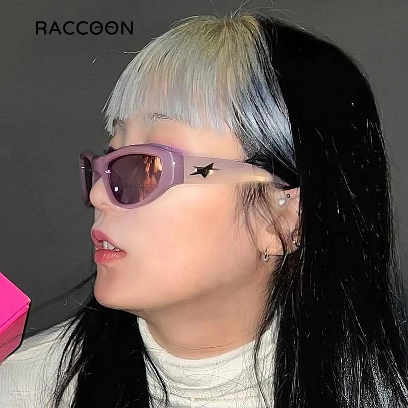 Modne odvažne Y2K sunčane naočale Ženske zvijezde Ukrasite Sportske sunčane naočale Muške Vintage futurističke ružičaste nijanse Novi luksuzni brend Streetwear