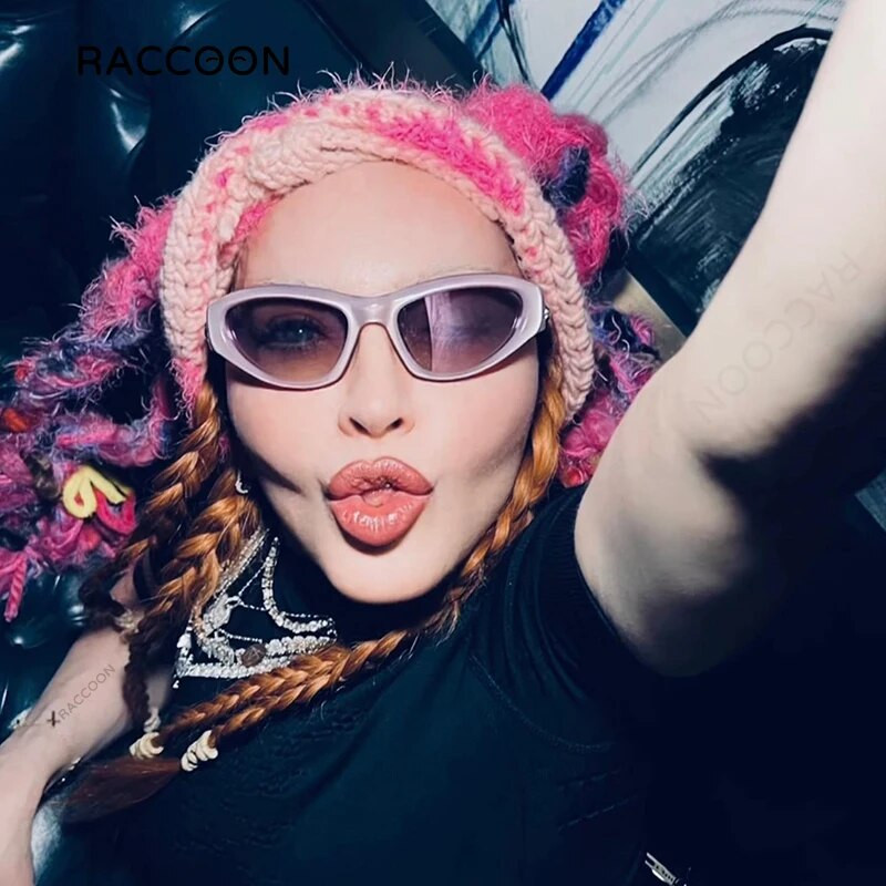 Modne odvažne Y2K sunčane naočale Ženske zvijezde Ukrasite Sportske sunčane naočale Muške Vintage futurističke ružičaste nijanse Novi luksuzni brend Streetwear