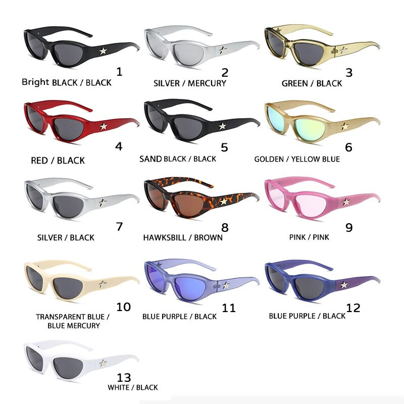 Modne odvažne Y2K sunčane naočale Ženske zvijezde Ukrasite Sportske sunčane naočale Muške Vintage futurističke ružičaste nijanse Novi luksuzni brend Streetwear