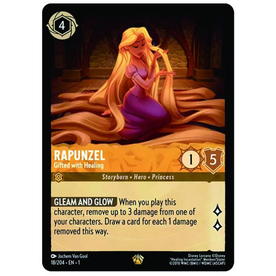 Jednostruka igra s kartama Disney Lorcana Black Core Vrhunska proxy karta za igru Društvena igra Trading Cards Rapunzel nadarena iscjeljivanjem