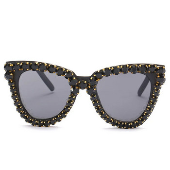 2020 Нови винтидж модни луксозни слънчеви очила с диамант с котешко око Дамски дизайнерски слънчеви очила с кристална рамка за жени