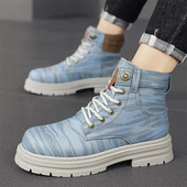 Vīriešu Martin Denim Īsi zābaki 2024 Jauns rudens ziemas mode britu stils biznesa zābaki āra ielas ikdienas apavi ceļojumi