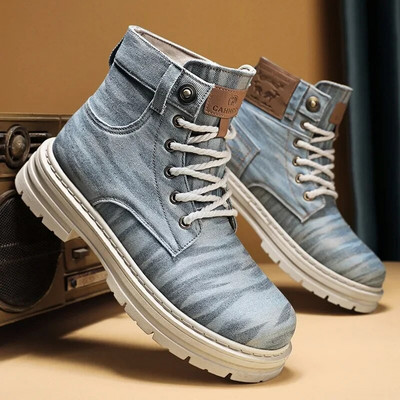 Vīriešu Martin Denim Īsi zābaki 2024 Jauns rudens ziemas mode britu stils biznesa zābaki āra ielas ikdienas apavi ceļojumi