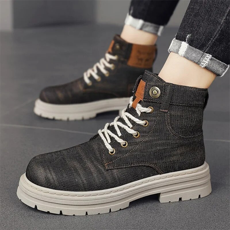 Vīriešu Martin Denim Īsi zābaki 2024 Jauns rudens ziemas mode britu stils biznesa zābaki āra ielas ikdienas apavi ceļojumi