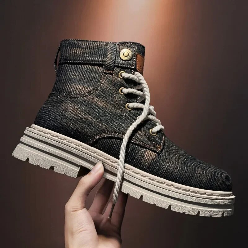 Vīriešu Martin Denim Īsi zābaki 2024 Jauns rudens ziemas mode britu stils biznesa zābaki āra ielas ikdienas apavi ceļojumi