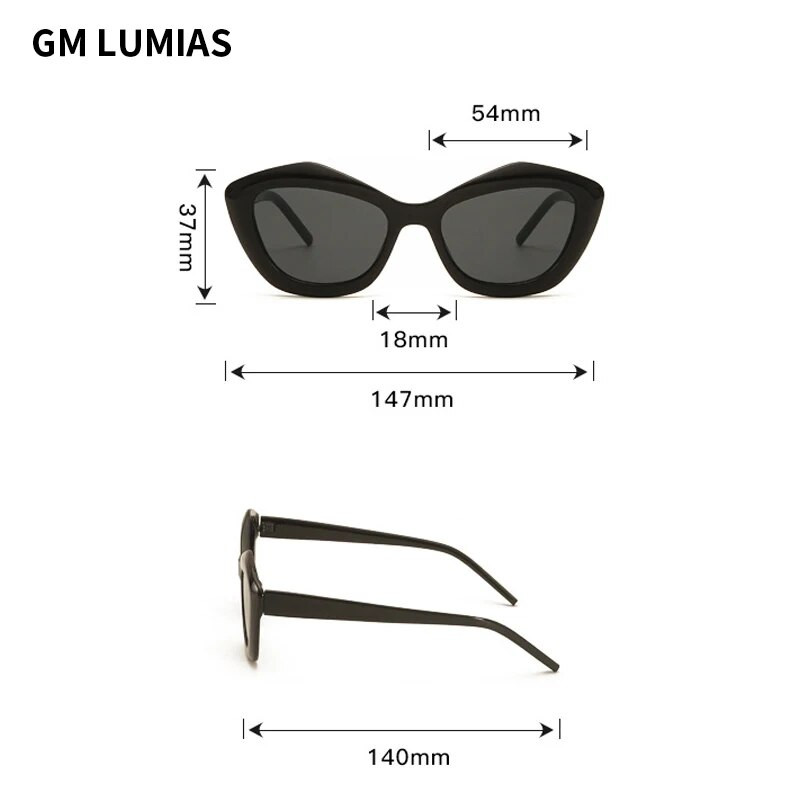 GM LUMIAS vintage modes saulesbrilles sievietēm, 2023. gada jaunums, populāri Candy krāsu toņi Moderni bravd dizainera UV400 āra brilles