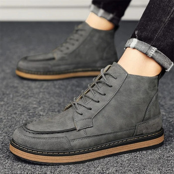 2024 Нови обувки за дърводобив Мъжки есенни зимни британска мода Ретро работни къси ботуши На открито Модерни плоски обувки Спортни ежедневни обувки Меки