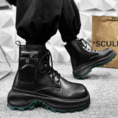 Ανδρικές μπότες μοτοσικλέτας βρετανικού στυλ Νέα τάση 2024 Φθινοπωρινές χειμερινές κοντές μπότες εργασίας Μόδα υπαίθρια παπούτσια δρόμου Πολυτελή άνετα